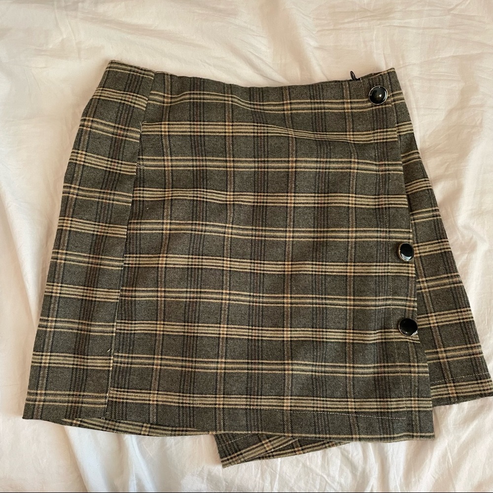 green plaid school girl skirt/skort